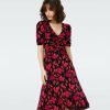 Diane von Furstenberg Knee Length Dresses | Dvf Koren Reversible Dress In Lantern Leaves Pk/Dia Cubes Pk