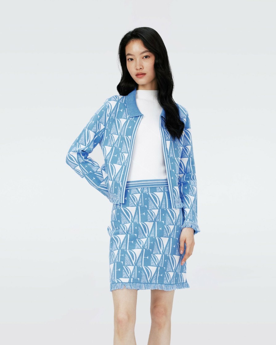 Diane von Furstenberg All Separates | Dvf Morgaine Cardigan In Dvf Logo Blue