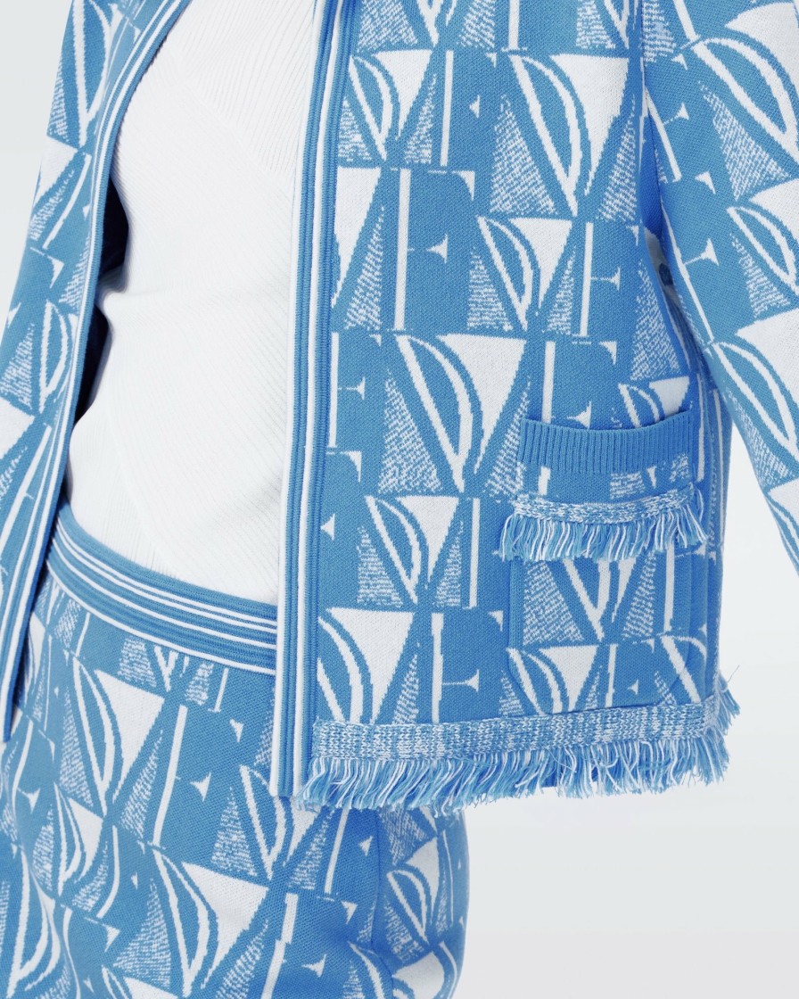 Diane von Furstenberg All Separates | Dvf Morgaine Cardigan In Dvf Logo Blue