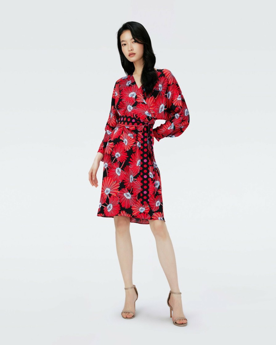 Diane von Furstenberg Knee Length Dresses | Mikah Faux Wrap Dress