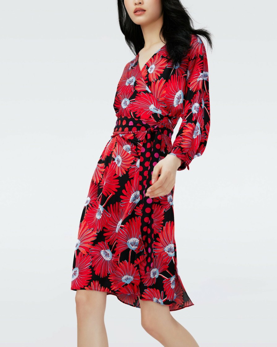 Diane von Furstenberg Knee Length Dresses | Mikah Faux Wrap Dress