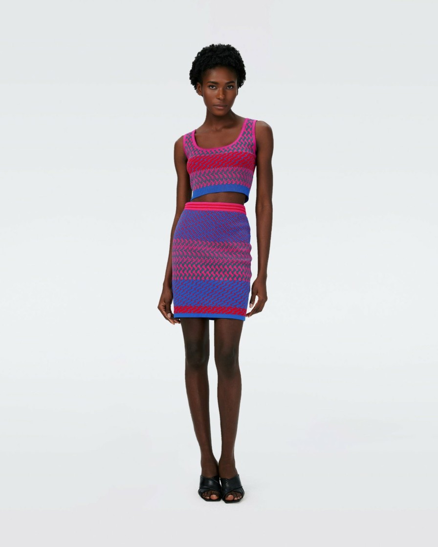 Diane von Furstenberg All Separates | Dvf Viv Skirt In Multicolor Zigzag Strip Pk/Bu