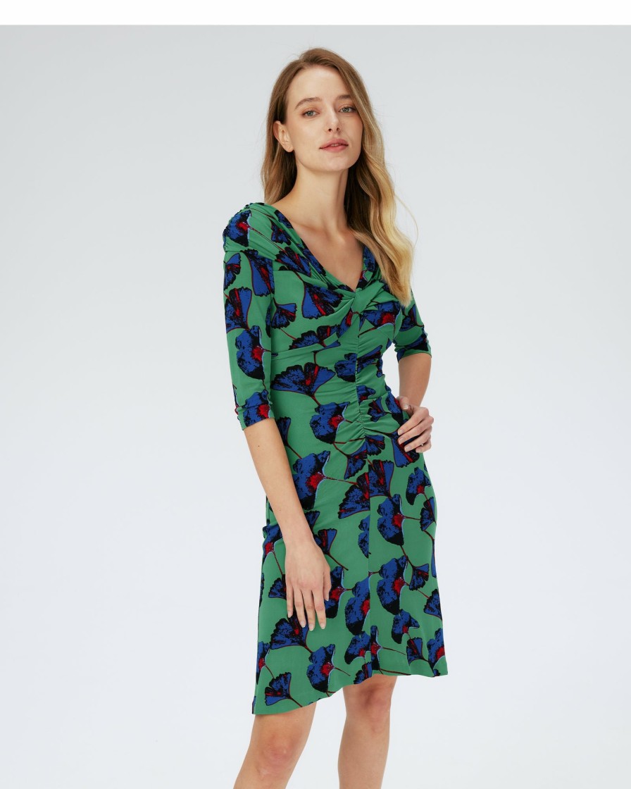 Diane von Furstenberg Knee Length Dresses | Dvf Jim Dress In Falling Gingko Venus Gn Med