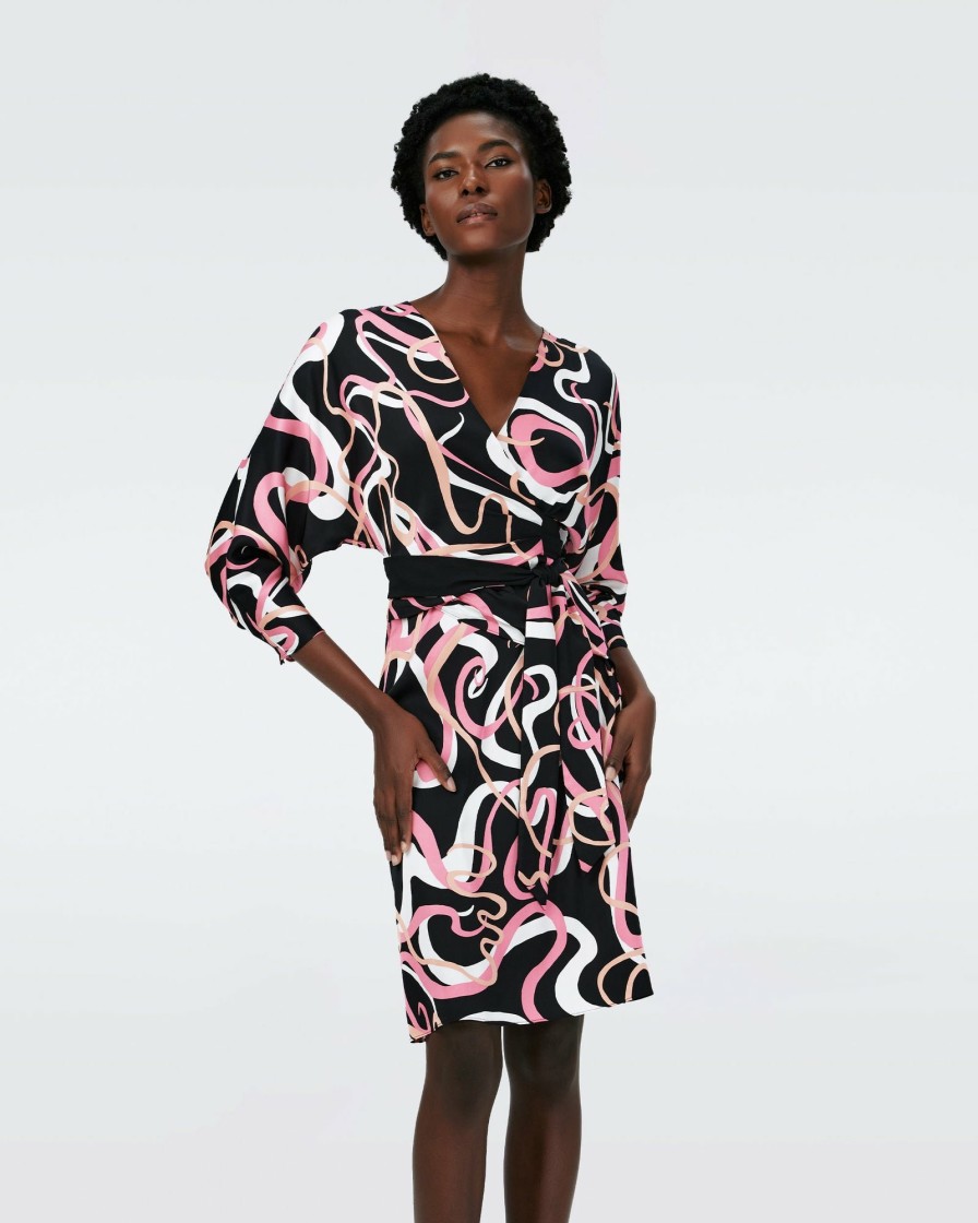 Diane von Furstenberg Knee Length Dresses | Mikah Faux Wrap Dress