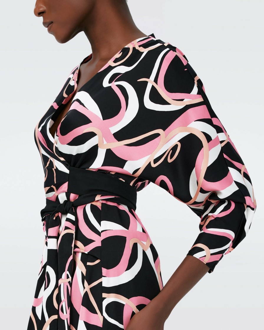 Diane von Furstenberg Knee Length Dresses | Mikah Faux Wrap Dress