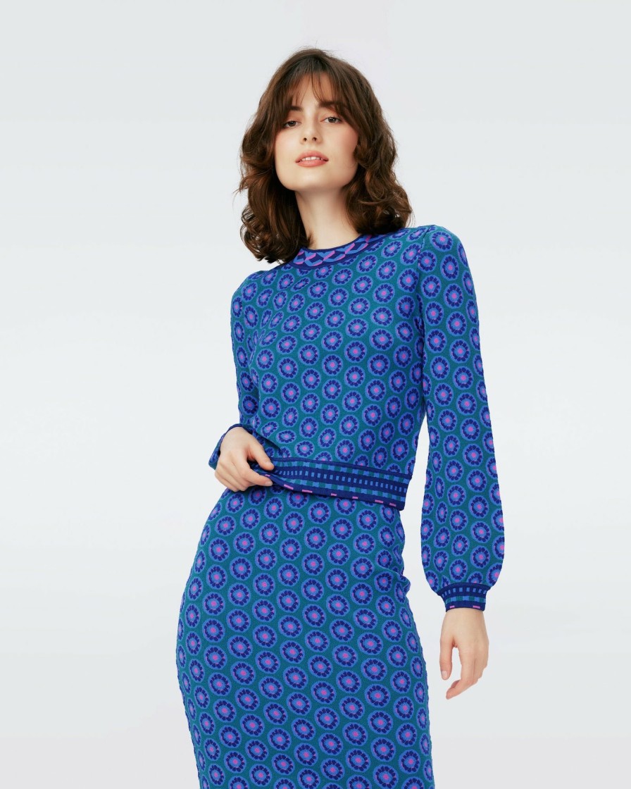 Diane von Furstenberg All Separates | Dvf Iggy Top In Flower Tie Turquoise