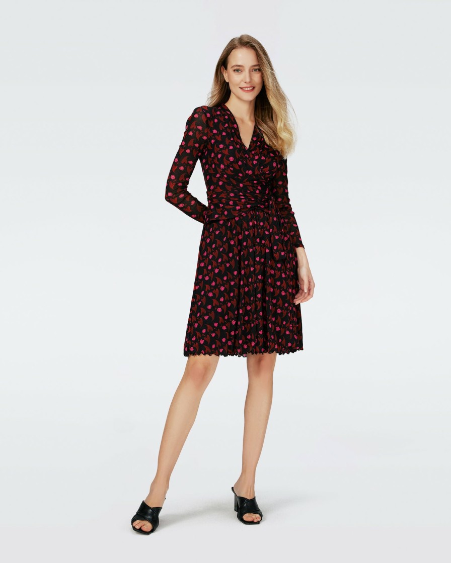 Diane von Furstenberg Knee Length Dresses | Dvf Brenda Dress In Heart Leaves Blk