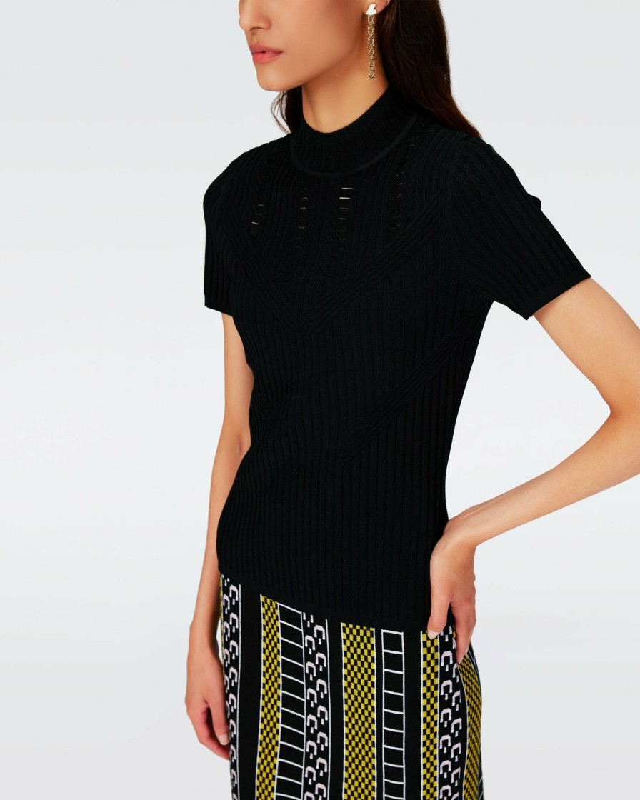 Diane von Furstenberg Black Dresses | Omisa Knit Top