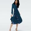 Diane von Furstenberg Midi Dresses | Dvf Phoenix Reversible Dress In Dragon Dance/3D Cube Emerald