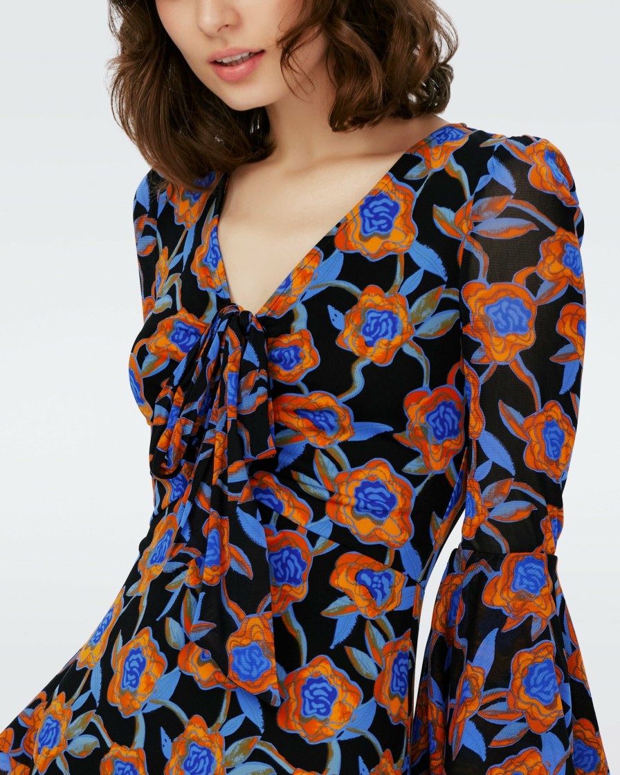 Diane von Furstenberg Midi Dresses | Dvf New Shauna Dress In Oracle Rose Sm Blk Coffee