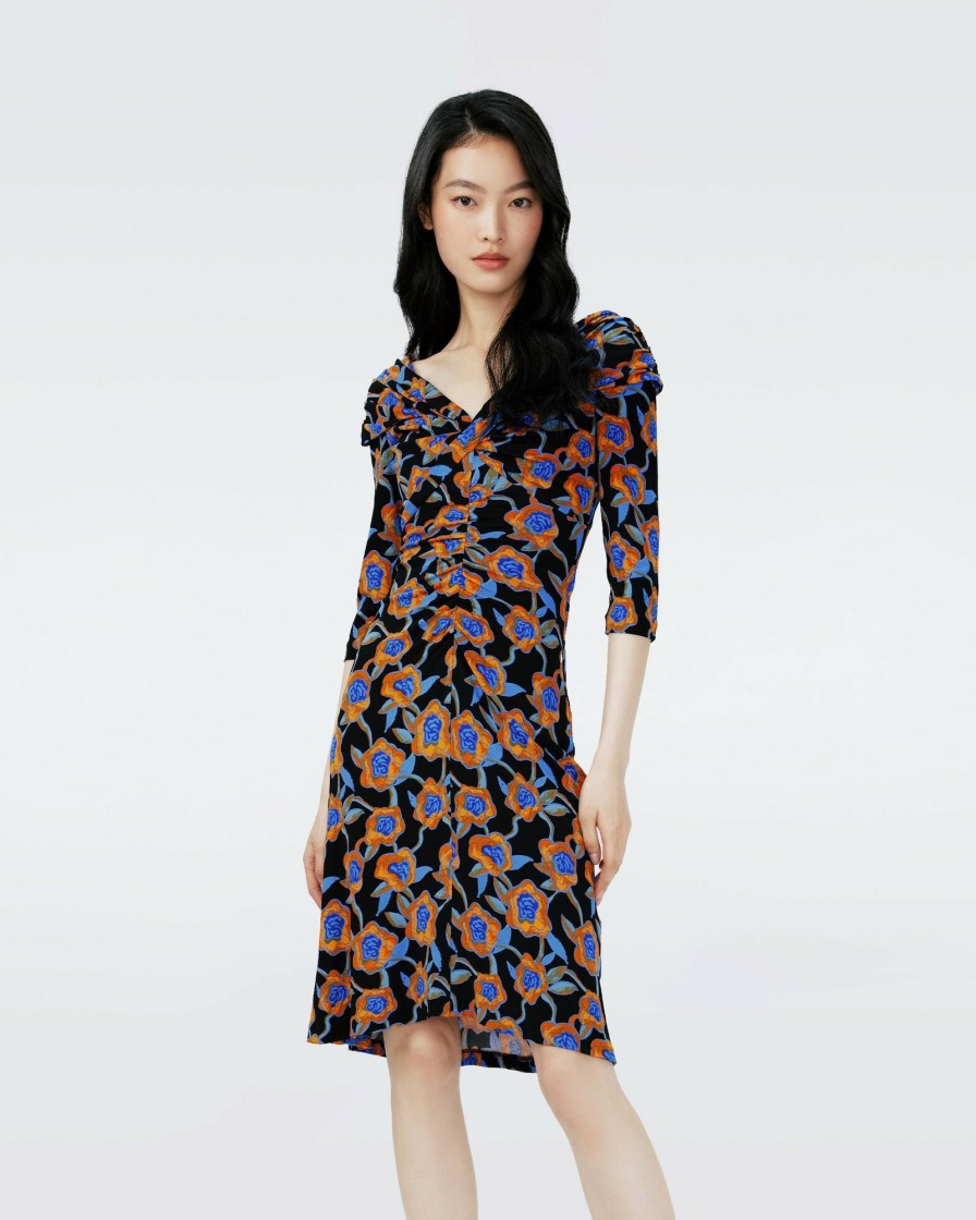 Diane von Furstenberg Short Dresses | Dvf Jim Dress In Oracle Rose Sm Blk Coffee