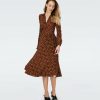 Diane von Furstenberg Midi Dresses | Dvf Phoenix Reversible Dress In Oracle R/Tarot Maze Blk Coffee