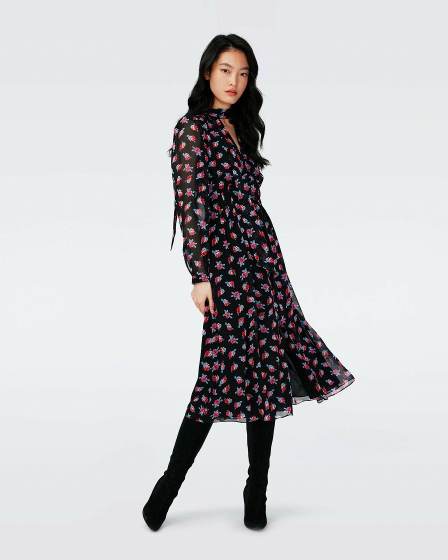 Diane von Furstenberg Midi Dresses | Erica Long Sleeve Midi Dress