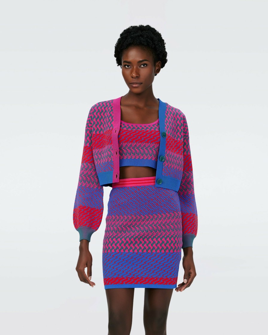 Diane von Furstenberg All Separates | Dvf Rema Cardigan In Multicolor Zigzag Strip Pk/Bu