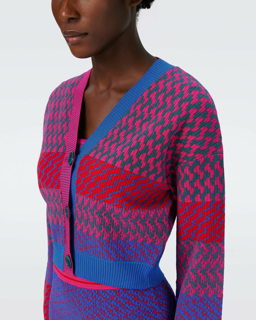 Diane von Furstenberg All Separates | Dvf Rema Cardigan In Multicolor Zigzag Strip Pk/Bu