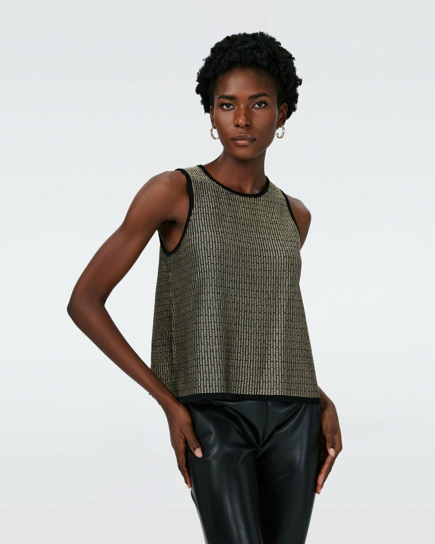 Diane von Furstenberg All Separates | Morgause Metallic Knit Jacquard Top