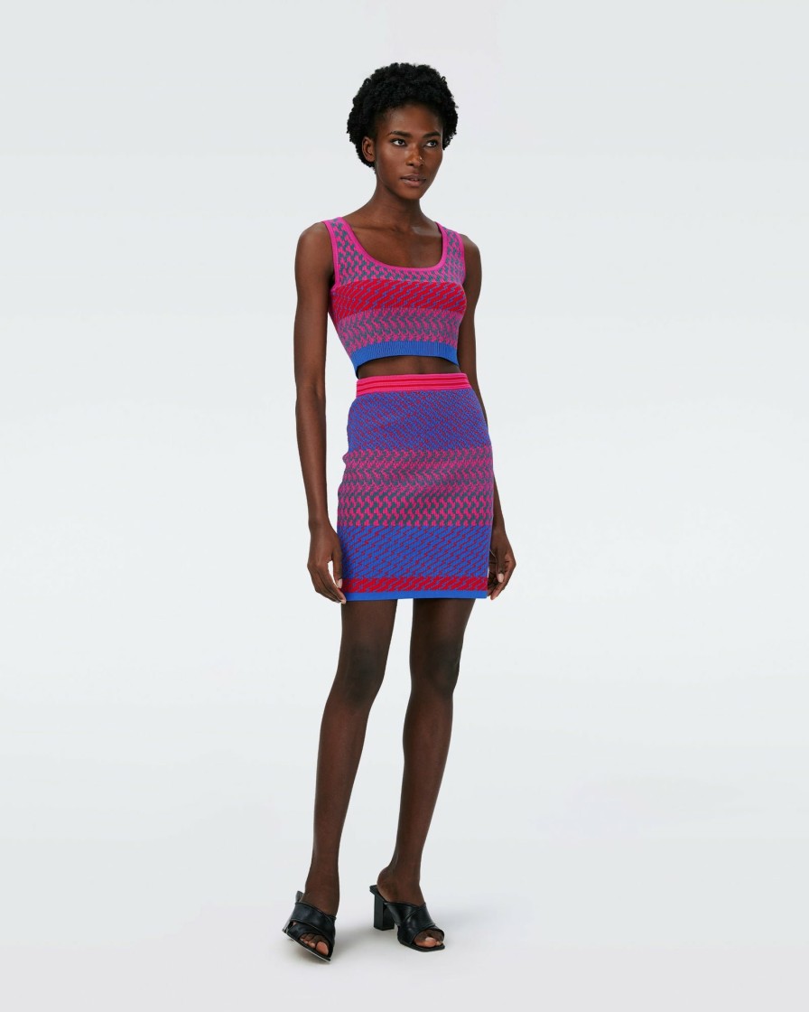 Diane von Furstenberg All Separates | Dvf Arpita Top In Multicolor Zigzag Strip Pk/Bu